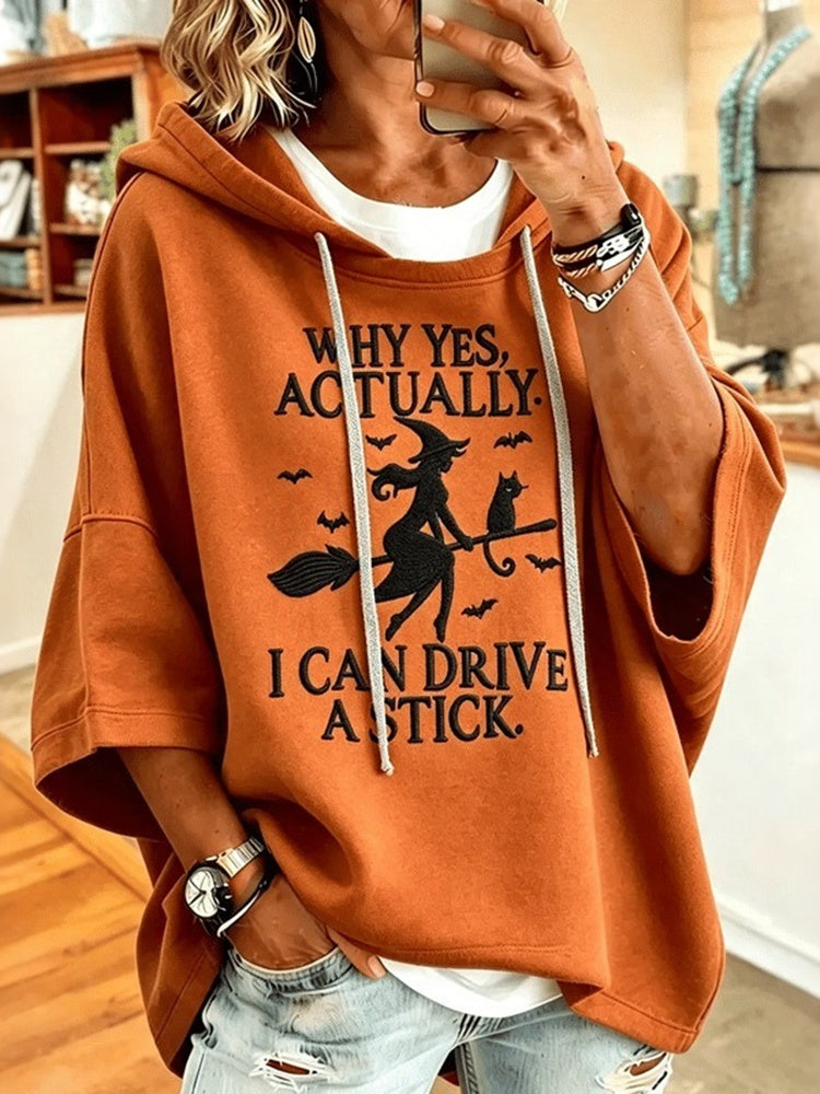 Women's Halloween Witch Print Hooded Sweatshirt