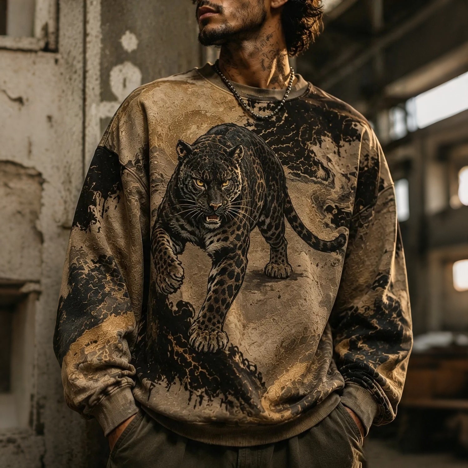 Men's Retro Leopard Print Casual Hoodie