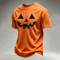 Men's Halloween Pumpkin Smiley Face Casual T-shirt