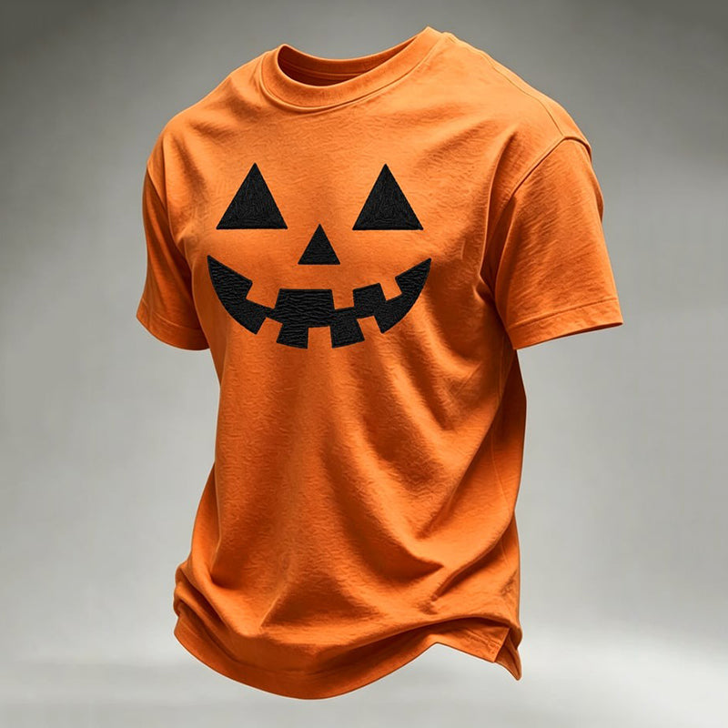 Men's Halloween Pumpkin Smiley Face Casual T-shirt