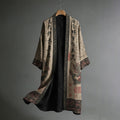 Men's Japanese Dragon Pattern Calligraphy And Painting Art Linen Long Kimono