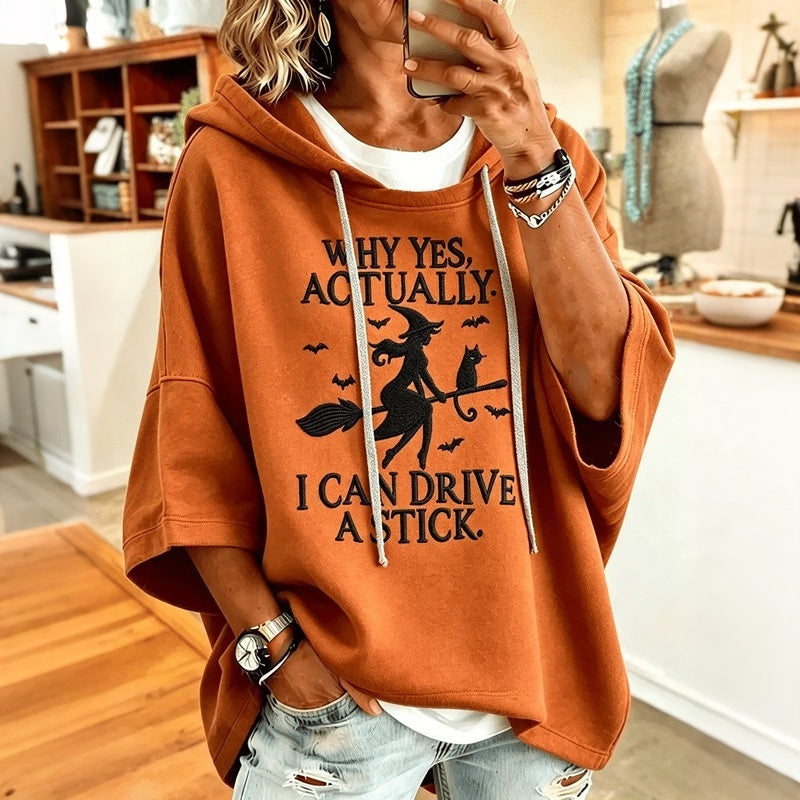 Women's Halloween Witch Print Hooded Sweatshirt