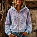 Women's Vintage Rose Floral Art Print Casual Cotton Linen Hoodie