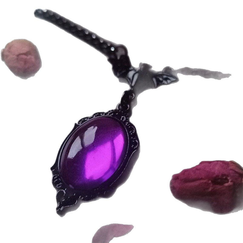 Gothic Bat Vampire Gemstone Necklace