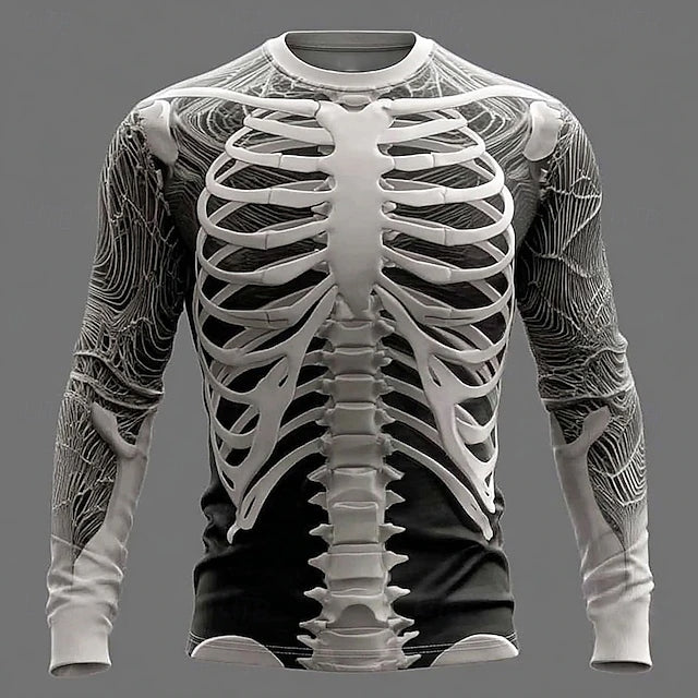 Men's Halloween Skull Graphic Skeleton 3d Print Long Sleeve T-shirt