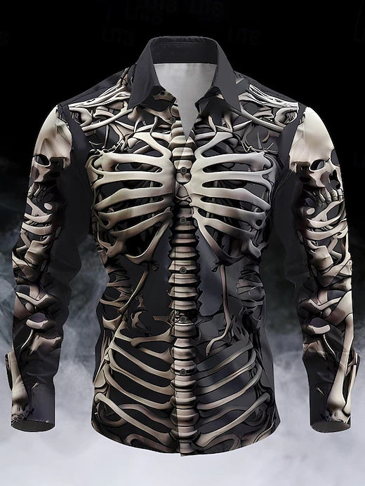 Halloween Men's Skull Graphic Print Long Sleeve Shirt