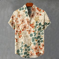 Men's Retro Floral Art Print Linen Blend Short-sleeve Shirt