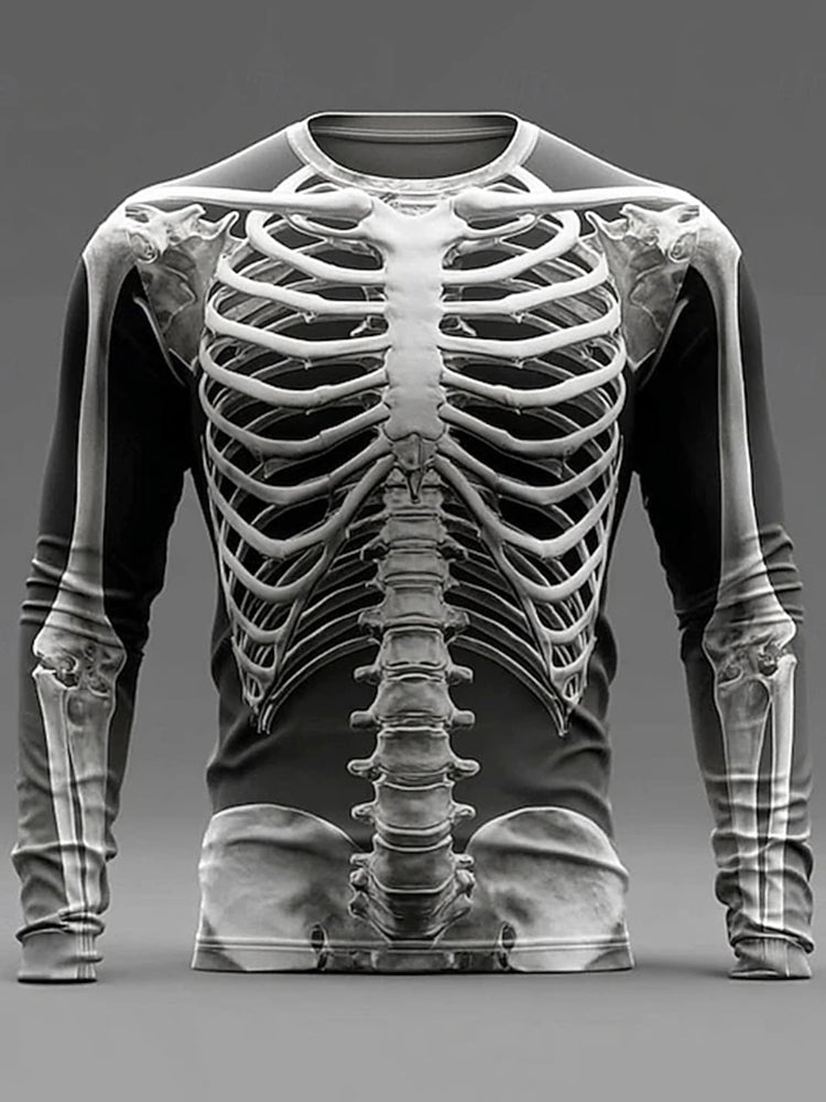 Men's Halloween Skull Graphic Skeleton 3d Print Long Sleeve T-shirt