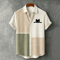 Men's Peeking Cat Print Casual Shirt