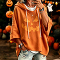Women's Retro Halloween Pumpkin Smiley Face Print Casual Hoodie