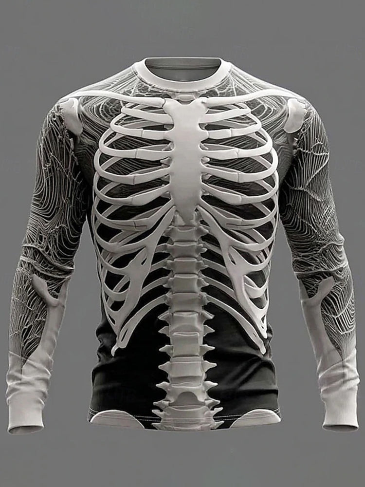 Men's Halloween Skull Graphic Skeleton 3d Print Long Sleeve T-shirt