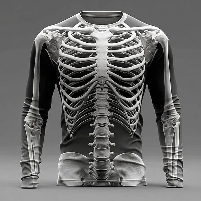 Men's Halloween Skull Graphic Skeleton 3d Print Long Sleeve T-shirt