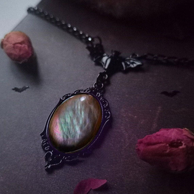 Gothic Bat Vampire Gemstone Necklace