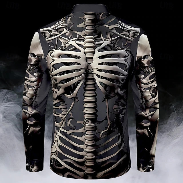 Halloween Men's Skull Graphic Print Long Sleeve Shirt