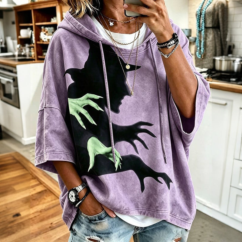 Women's Halloween Horror Witch Art Print Hoodie