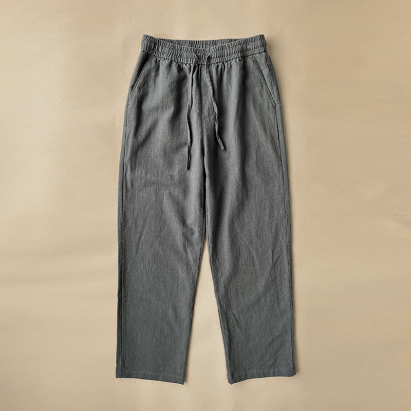 Men's Vintage Elastic Waist Drawstring Casual Cotton Linen Pants