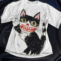 Women's Horror Cat Crayon Art Print Short Sleeve T-shirt
