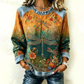 Women's Vintage Dragonfly And Floral Art Graphic Print Sweatshirt