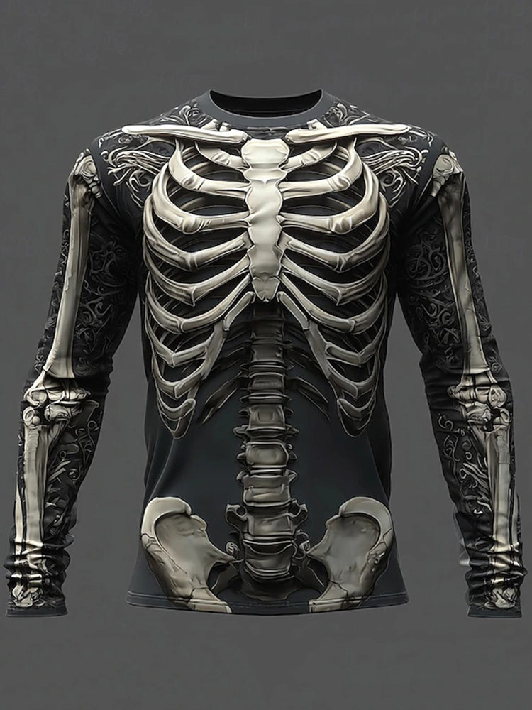 Halloween Men's Skull Graphic Skull Skeleton Long Sleeve T-shirt