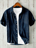 Japanese Traditional Sashiko Art Linen Blend Shirt