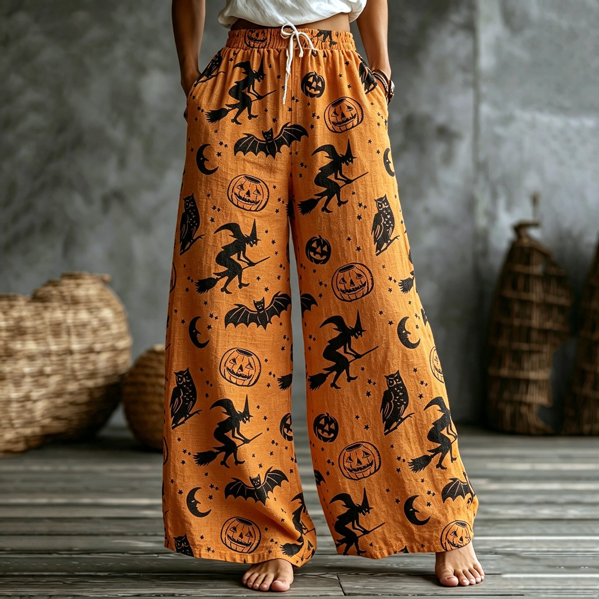 Women's Bohemian Halloween Print Casual Pants