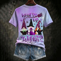 Women's Retro Halloween Gradient Pattern Casual V-neck T-shirt