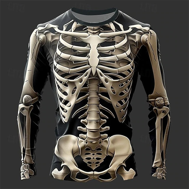 Halloween Men's Skull Graphic Skeleton 3d Print Long Sleeve T-shirt