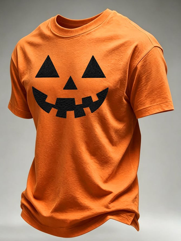 Men's Halloween Pumpkin Smiley Face Casual T-shirt