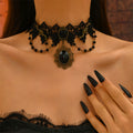 Vintage Gothic Black Rose Floral Lace Choker