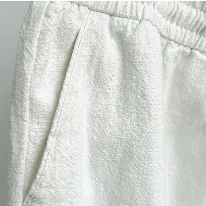 Men's Vintage Elastic Waist Drawstring Casual Cotton Linen Pants