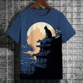 Men's Full Moon Roof Black Cat Japanese Art Print T-Shirt