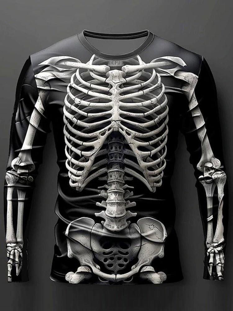 Halloween Men's Skull Graphic Skeleton 3d Print Long Sleeve T-shirt