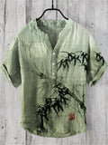 Bamboo Forest Full Moon Night Japanese Art Linen Blend Shirt