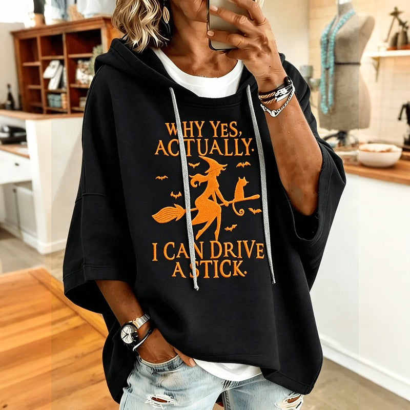 Women's Halloween Witch Print Hooded Sweatshirt