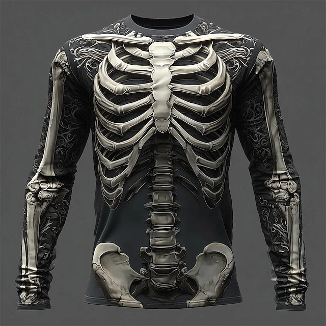 Halloween Men's Skull Graphic Skull Skeleton Long Sleeve T-shirt