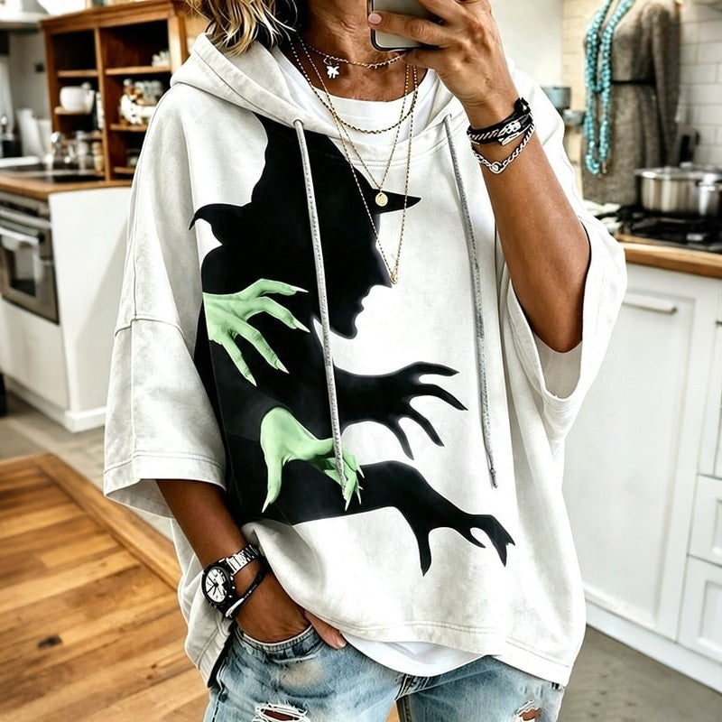 Women's Halloween Horror Witch Art Print Hoodie